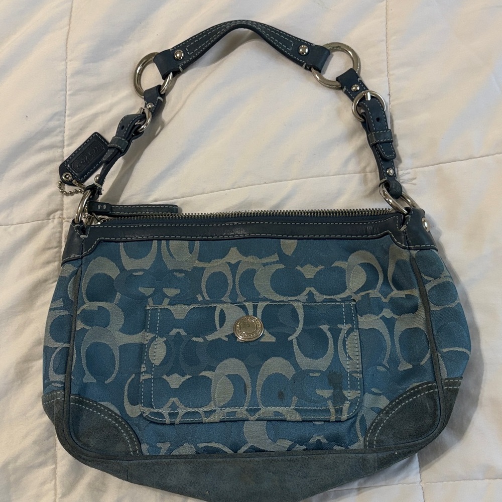 Coach Blue and Gray Shoulder Bag